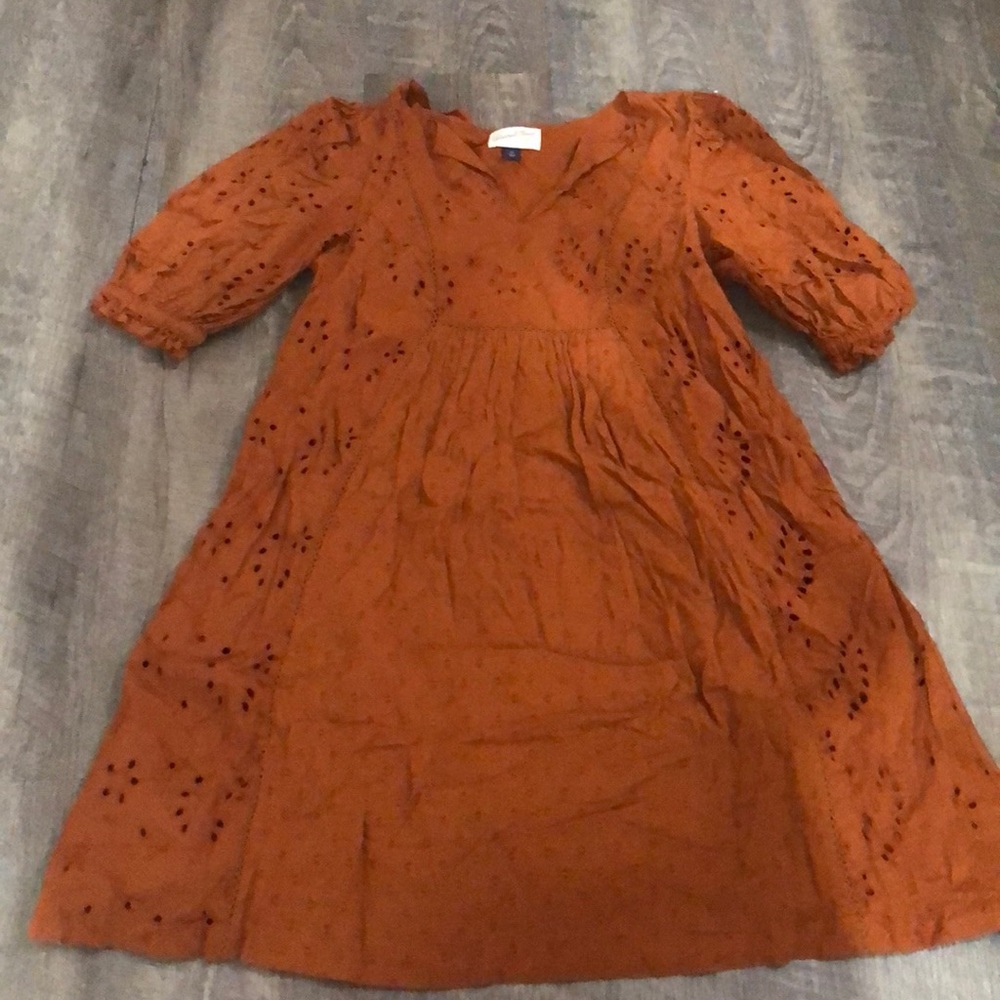 Brown shot sleeved dress